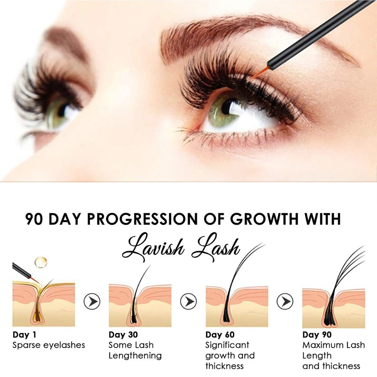 Eyelash Enhancer Liquid ปลอดภัยที่มีประสิทธิภาพ Lashes Strengthening น้ํามัน Mild ส่วนผสม Nourishing Eyelashes Lashes Caring TOOL