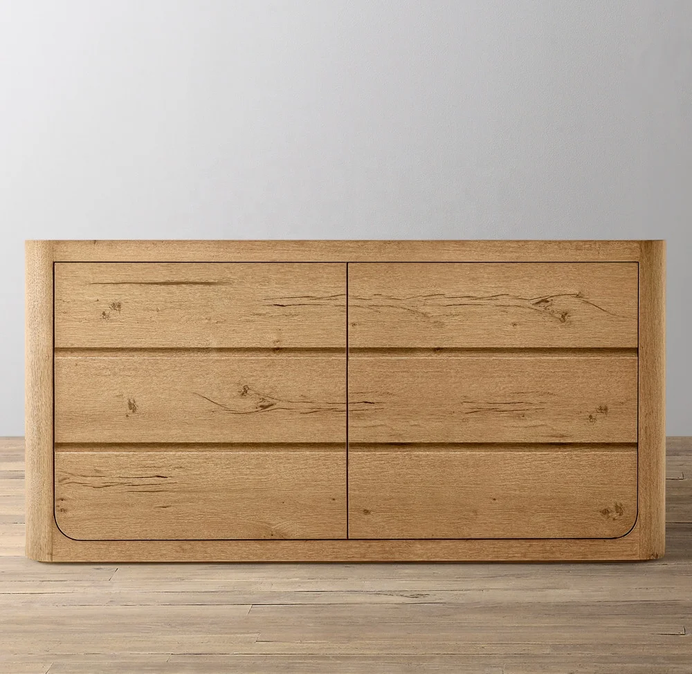 

American antique bedroom furniture storage 6 drawers wide dresser storage solid wood