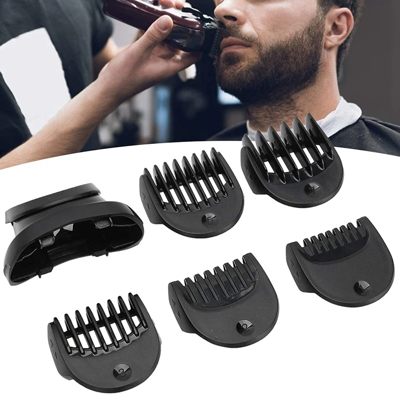 ABBK Beard Trimmer Head Replacement for Braun Series 3, 5-Piece Guide Comb Set 1-7mm, Black Plastic