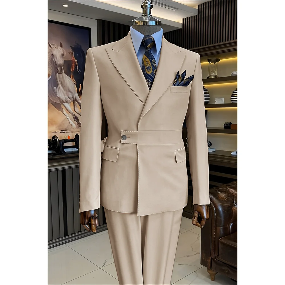 

Business Men's Suit Office Work Clothes Formal Jacket Pants 2 Piece Set Elegant Groom's Wedding Tuxedo Tailor-made Men Suits