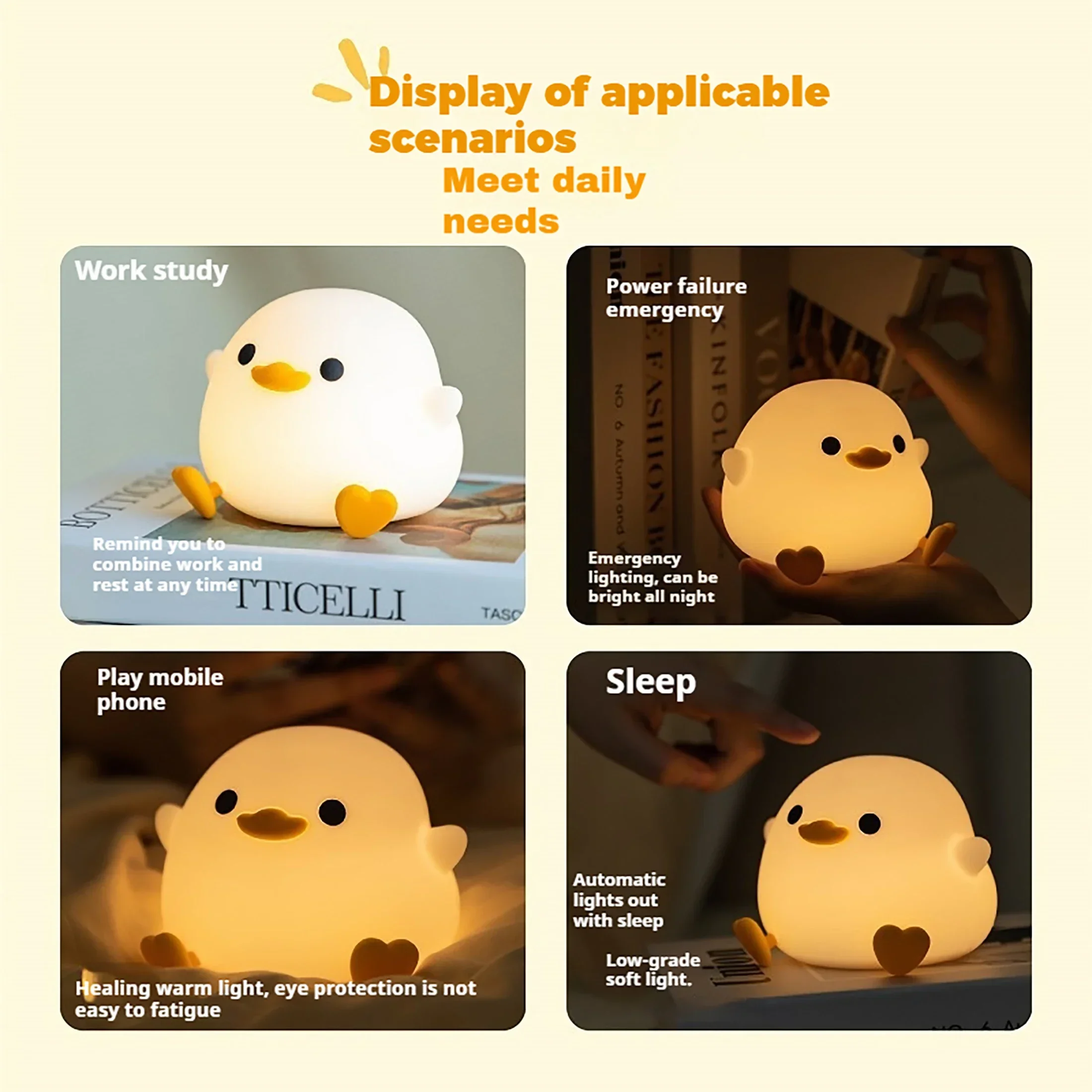 

1PC Doudou duck night light creative bedroom bedside with regularly turn off the lights charging LED table lamp birthday gift.