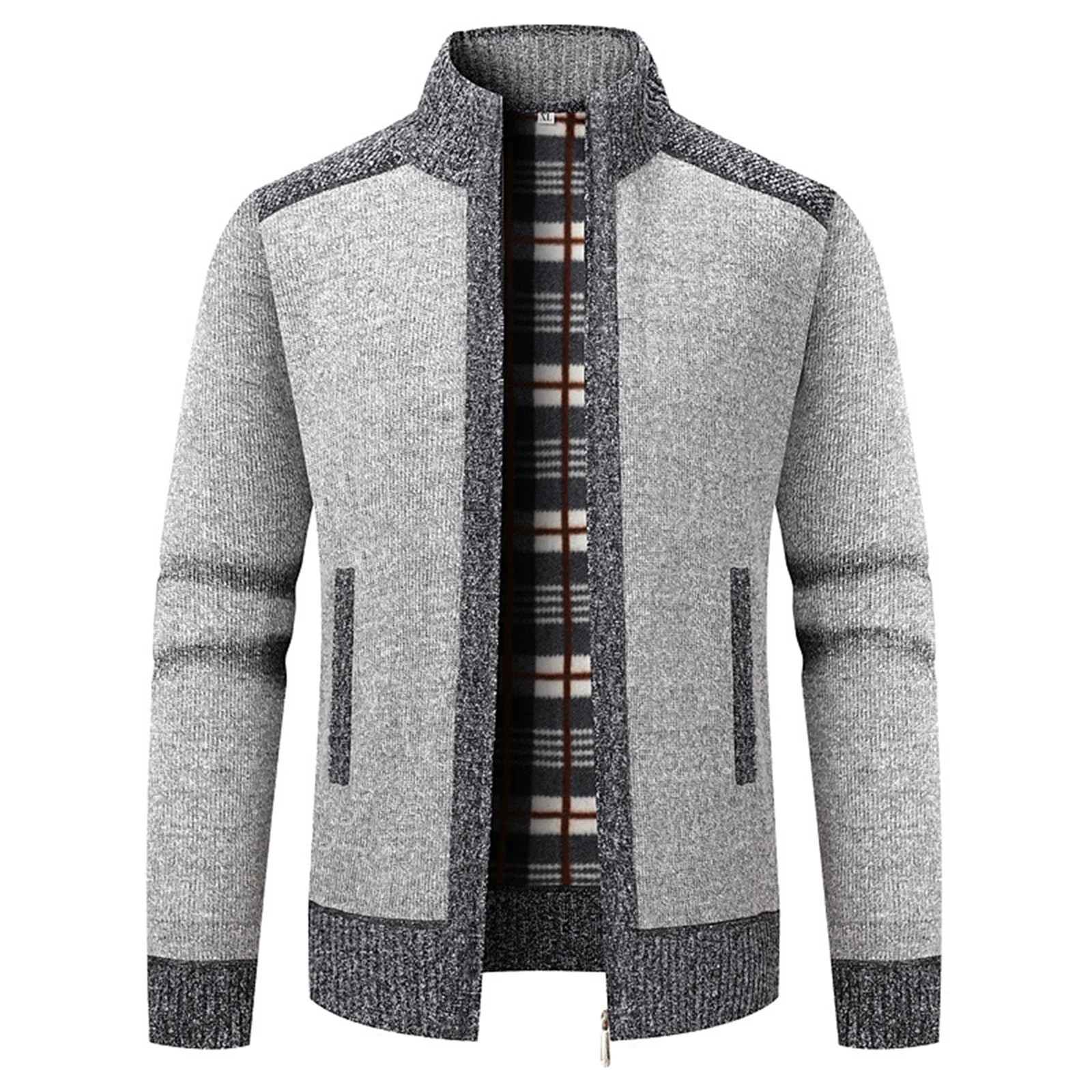 

Men Casual Cardigan Sweatercoats Stand Collar Fleece Thicker Warm Sweaters New Male Autumn Winter Outwear Slim Sweaters Jackets