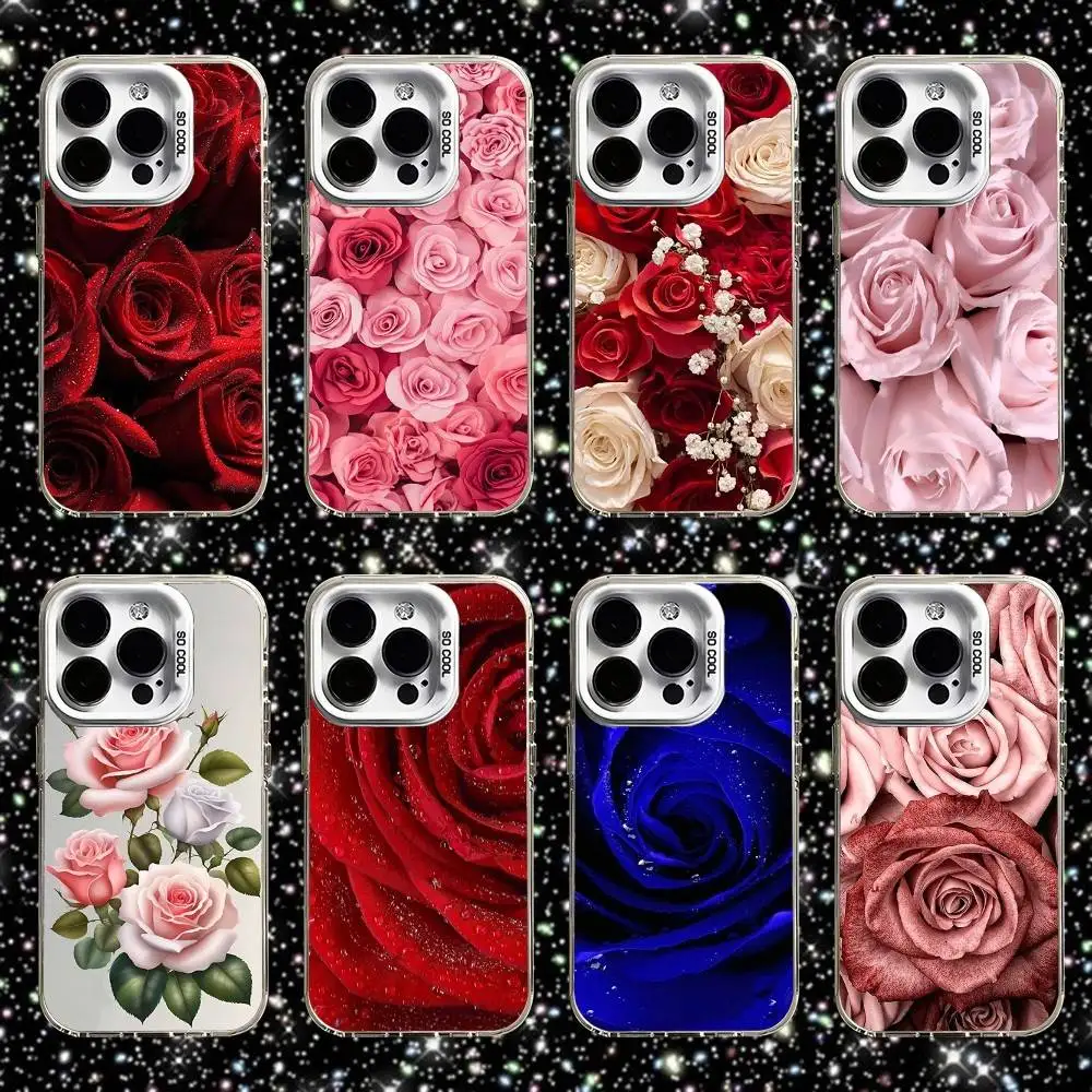 

Red Rose Flower Colorful Phone Case For iPhone 16,15,14,13,12,11,Pro,XS,Max,Plus,Mini,SE White Candy Matte Shockproof Cover