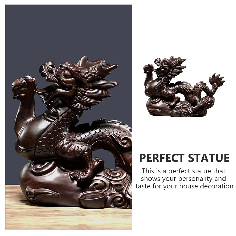 Zodiac Dragon Wooden Carved Ornaments Office Decoration Crafts (rosewood) Table Desktop Decorations Wealth Prosperity