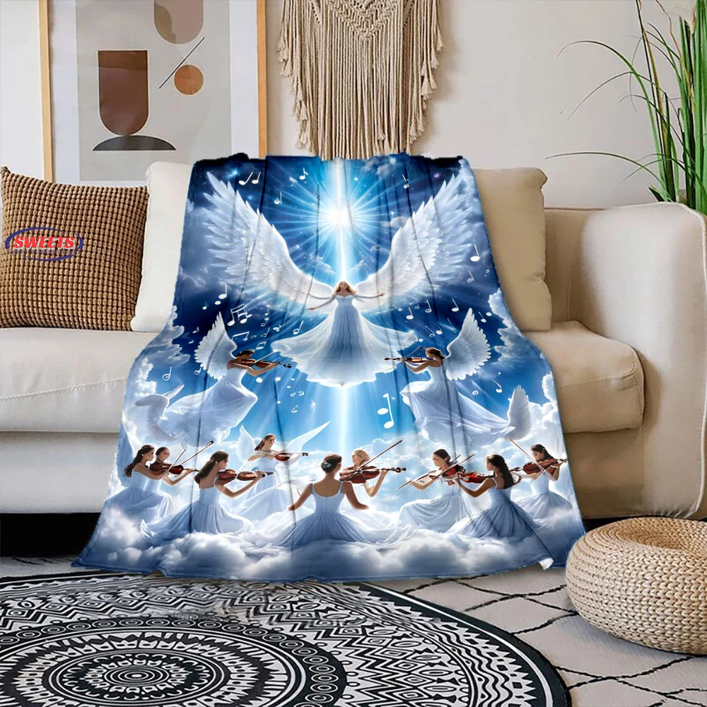 3D Printing Christian Angel Choir Blanket for Bed Bedroom Sofa Picnic, Throw Blankets for Cover Outdoor Leisure Office Trip Nap