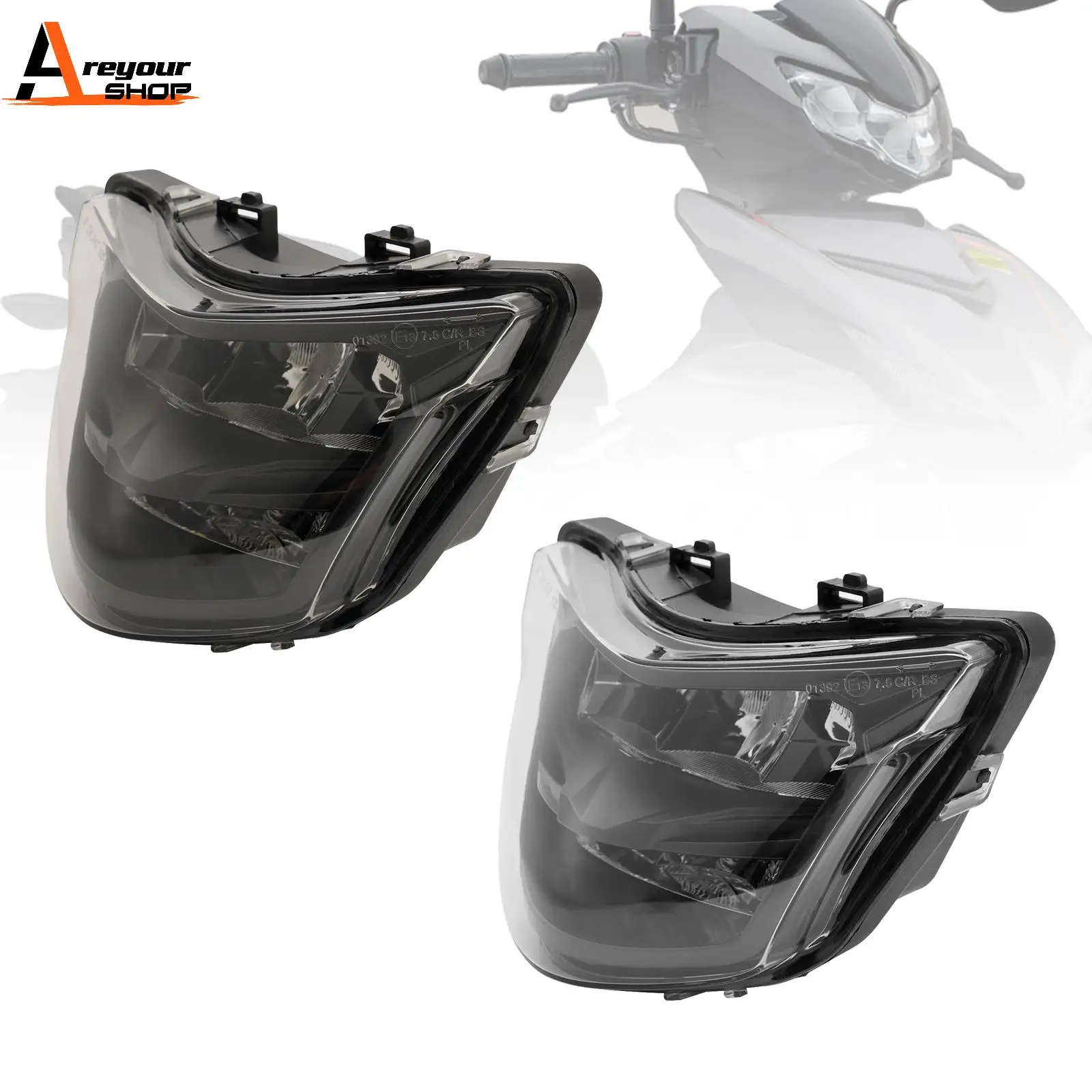 Areyourshop Front Headlight Grille Headlamp Protector for Yamaha Lc150 Y15Zr Scooter Smoke