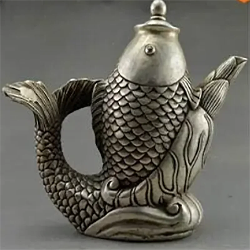 

ZAMTAC Handwork Unique Silver Copper Elephant Old Tibet Silver Hand Carved Chinese Collection Decoration Big teapot