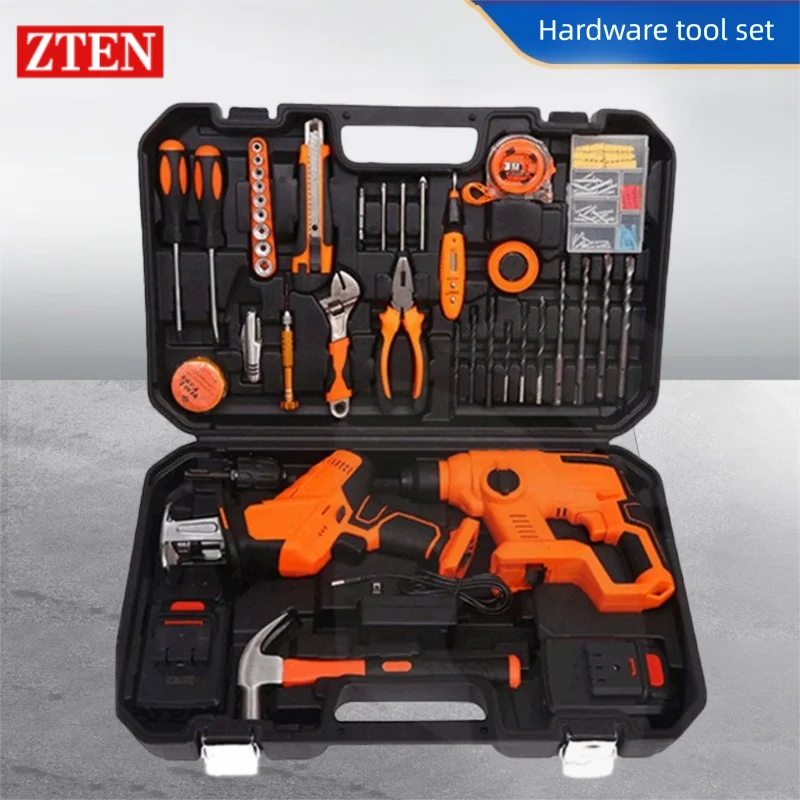 

ZTEN Electrician Tool Box 105PCS Horse knife Saw Drill Screwdriver Wrench Power Tool Sets Multifunctional Complete Kit Toolbox