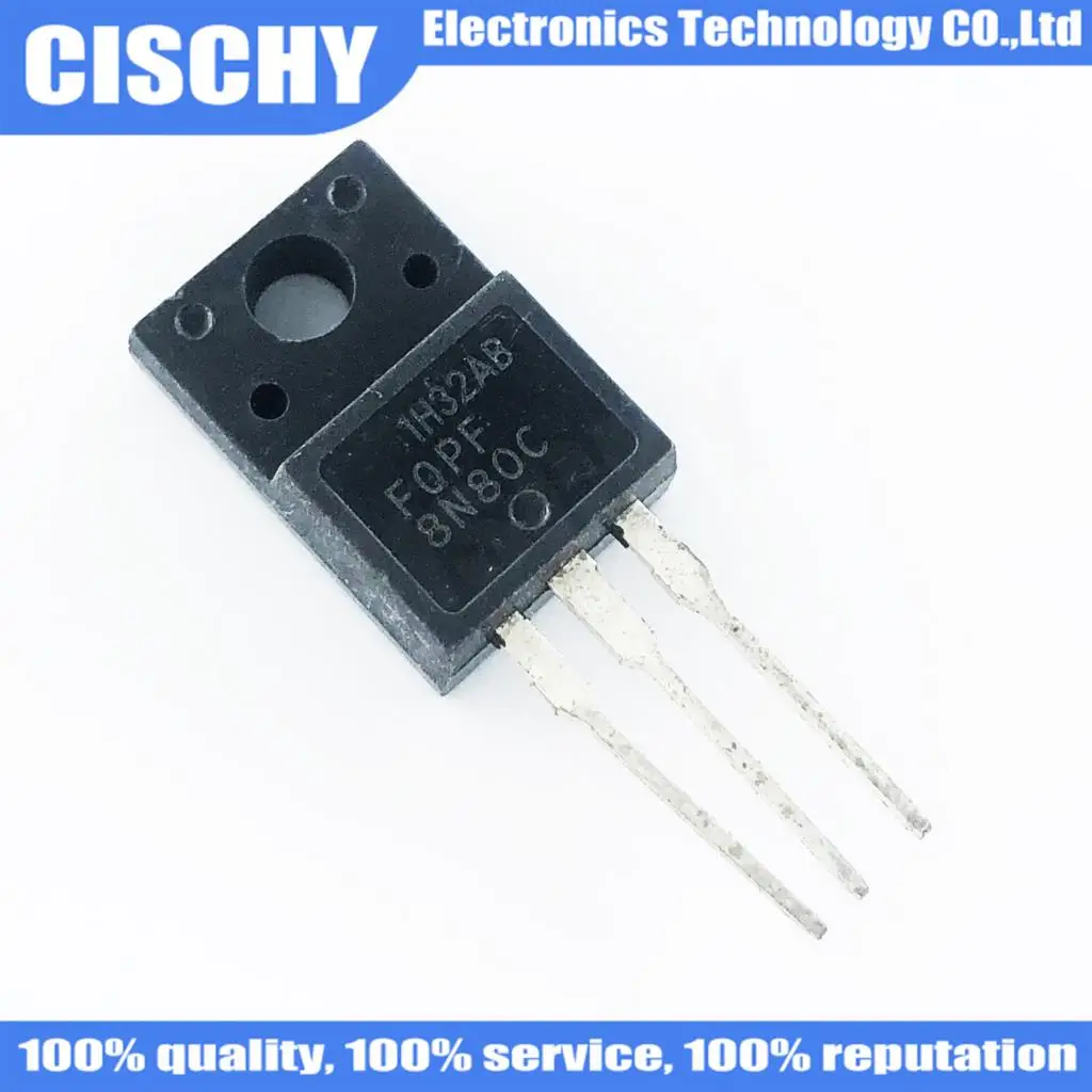 10PCS/lot FQPF8N80C 8N80C 8N80 TO-220 MOS FET tr original In Stock