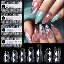 Luxury Diamond Almond Press On False Nail Tips Classic Trapezoid Full Cover Soft Fake Nails Extension DIY Manicure Salon Tools