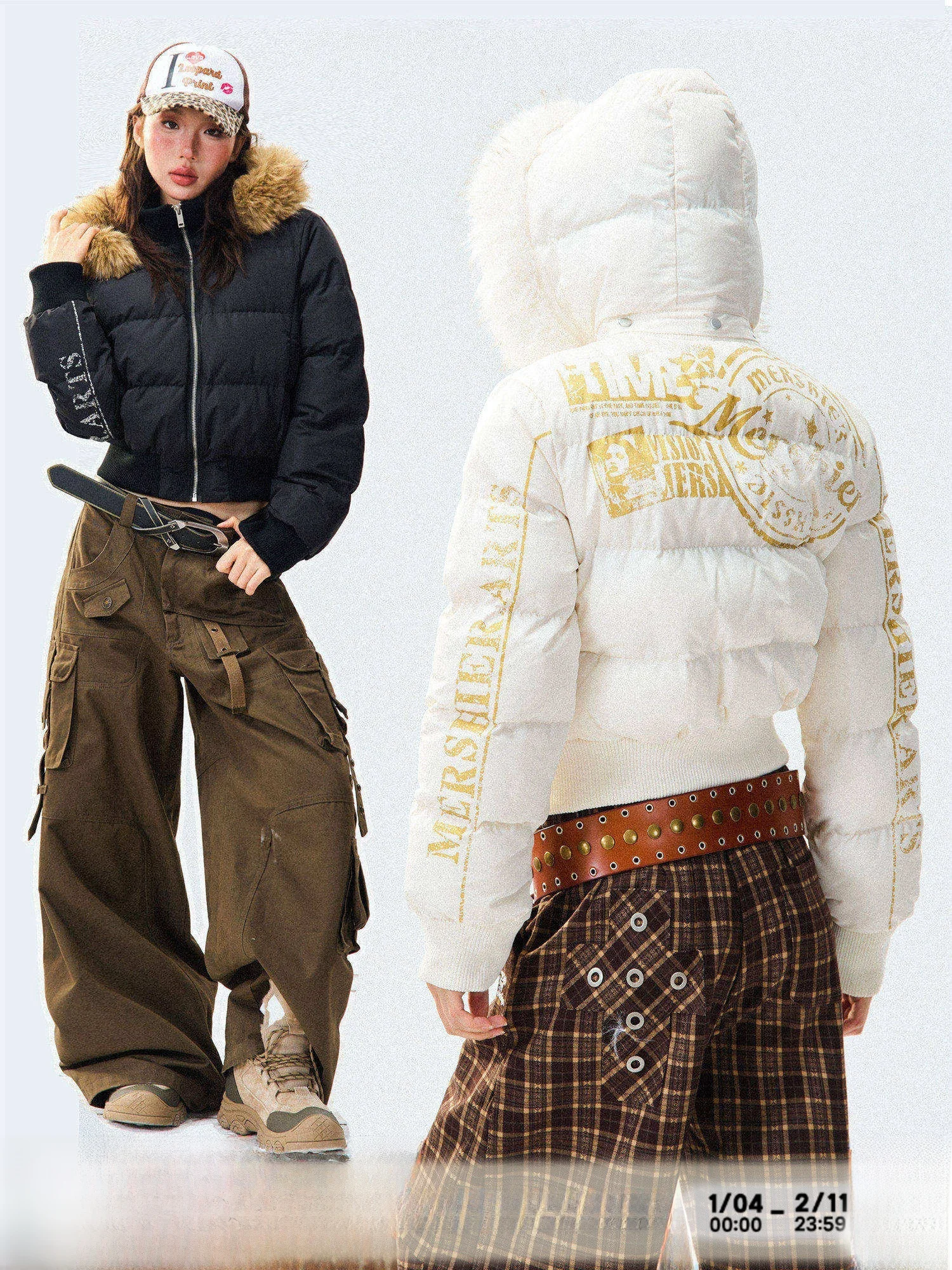 

Young Stage American Sle Spicy Girl Thiened Hooded Cotton Jaet Women's Winter Warm ort Coat Top Large Fur Collar