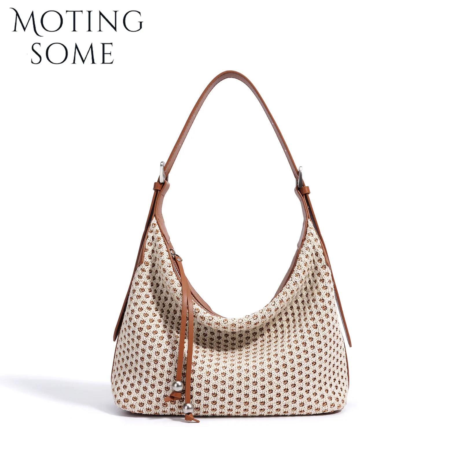 

Motingsome Summer Bags Woven Bag Fashion Retro Straw Knitting Dumpling Handbag Underarm Large Capacity Shoulder Purse 2025 New