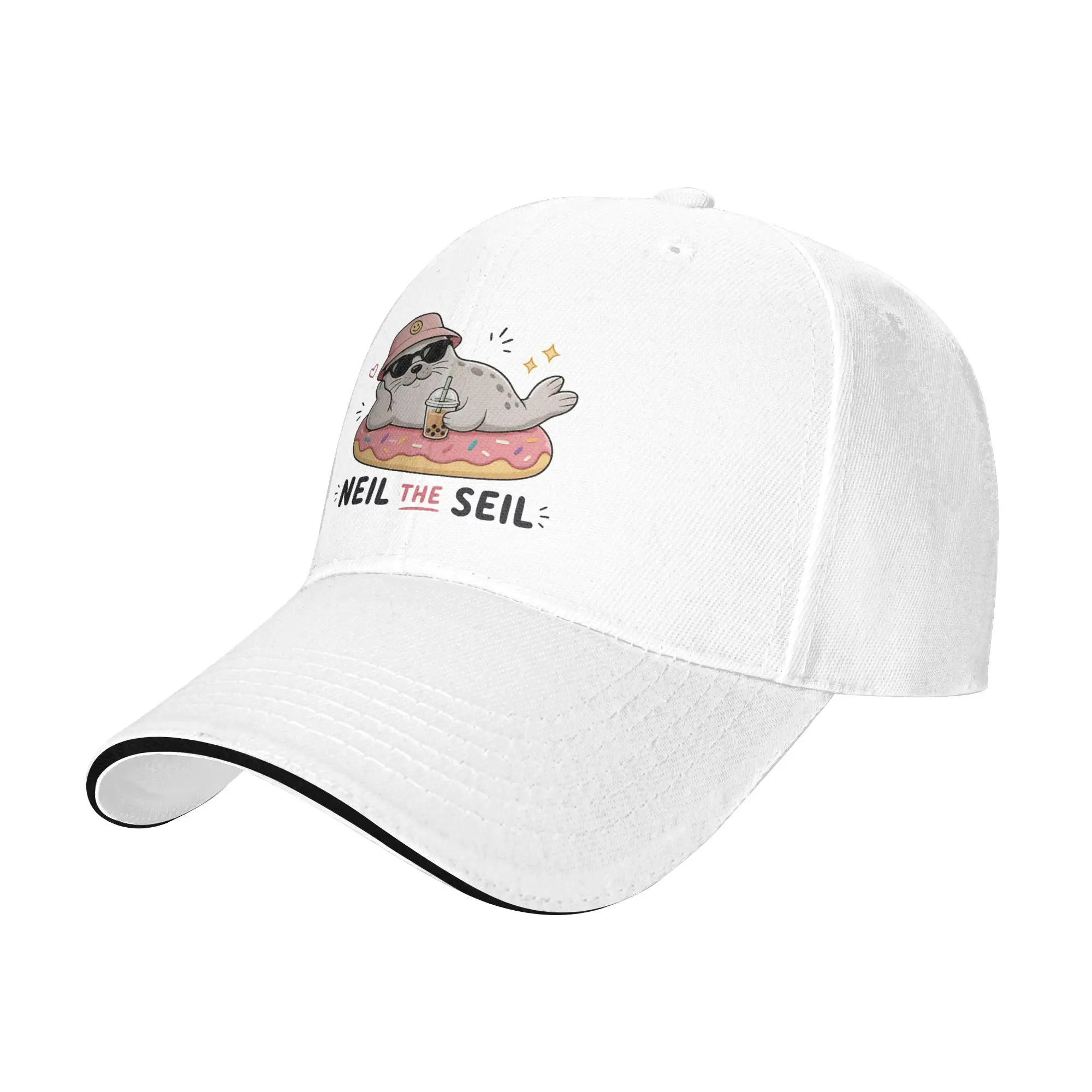 Neil The Seil Donut Float and Bubble Tea Seal Baseball Caps Fashion  Sandwich Hats Unisex Style Adjustable Dad Hat Activities