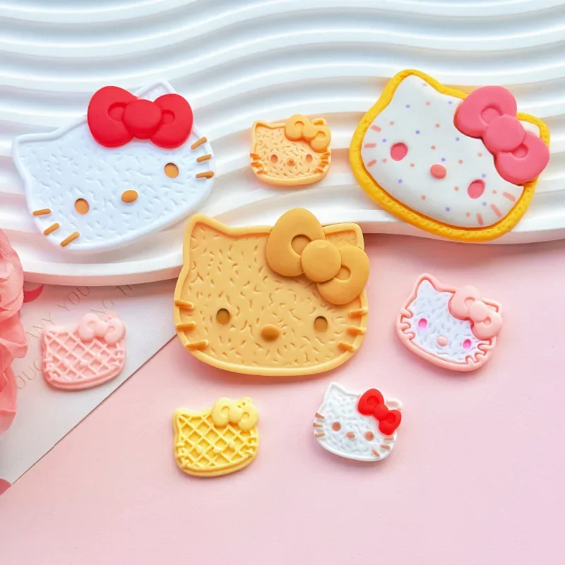 2/5pcs Cute Butter Hellokitty Biscuit Resin Flatback Charms for Diy Resin Crafts Materials Scrapbooking Embellisdment