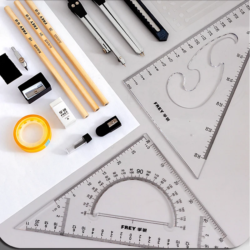 Professional Geometry Drawing Compass Sets with Eraser Ruler Pencil for Students Engineering Architecture Supplies Stationery