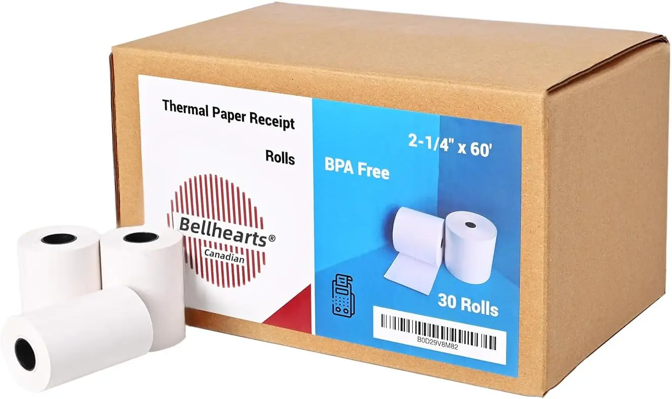 

2 1/4 x 60 ft BPA-Free Thermal Paper Rolls, 30-Pack for All POS Printers
