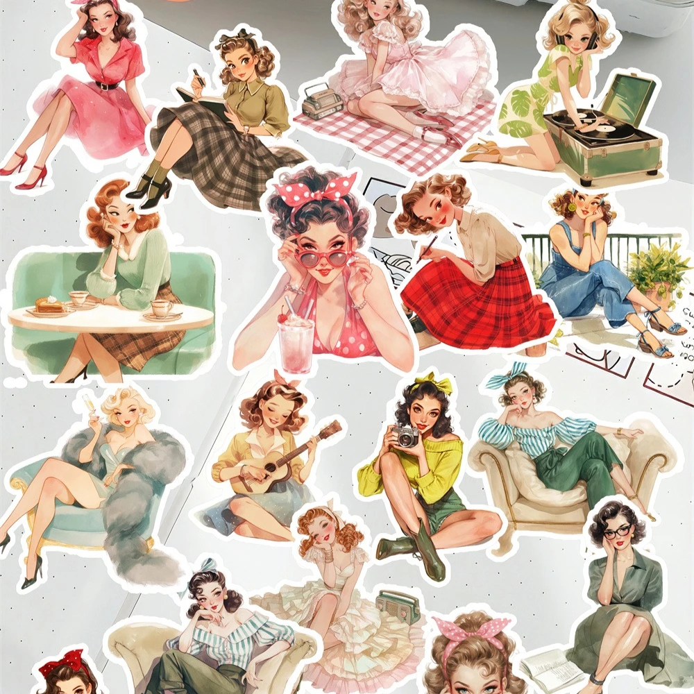 

20pcs Cute Fashion Modern Women Sticekrs for Phone Car Label Decorative Stationery Scrapbooking DIY Diary Album planner supplies