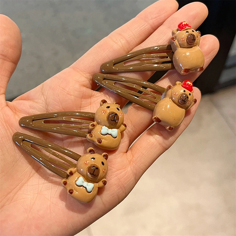 การ์ตูนน่ารัก Capybara ผมคลิปเชือกผม Kawaii สัตว์ Hairpins Barrettes เรซิ่น Capybara Bangs คลิปสําหรับสาวอุปกรณ์เสริมผม