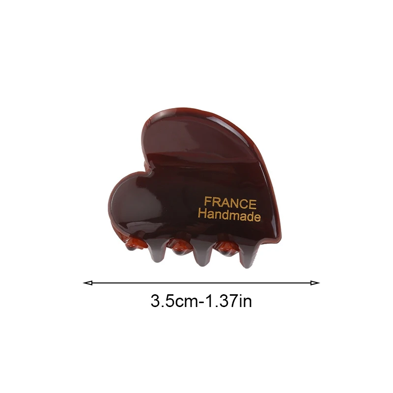 머리 뒤쪽과 측면 앞머리용 하트 모양의 작은 아세테이트 헤어 클로 클립 스타일링 액세서리 1개