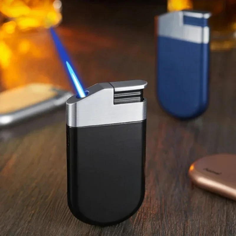 

Metal lighter oblique blue flame inflatable lighter windproof spray visible window butane portable lighter gift for men 2026 new