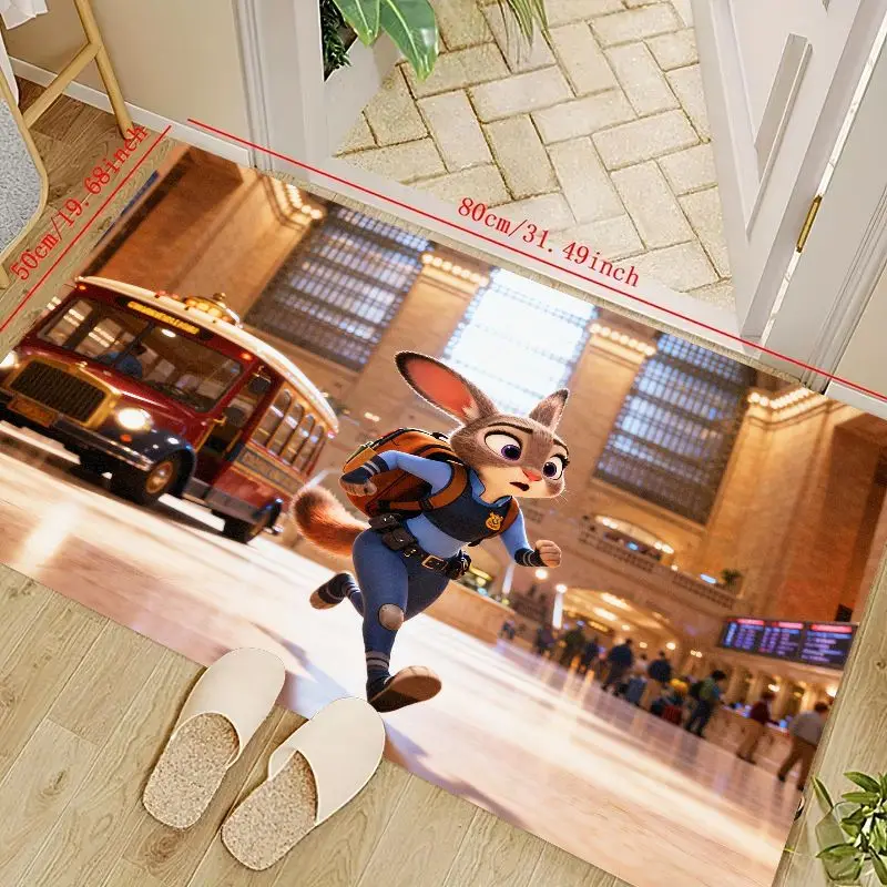 

1 шт., коврик Disney Zootopia Judy Hopps для бега в стиле аниме, противоскользящий моющийся коврик с милым персонажем мультяшного кролика, яркий