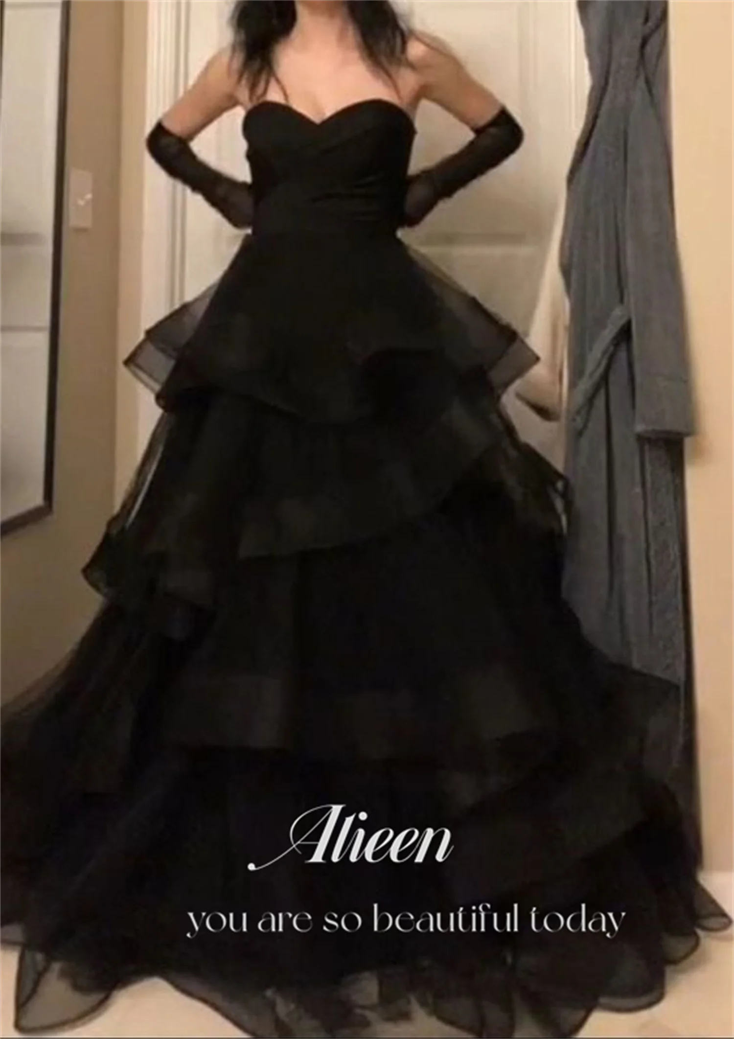 Aileen Sweetheart Black Layered Happy Sharon Evening Dresses Woman Elegant 2024 Long Dress Party Prom Wedding Graduation Womens
