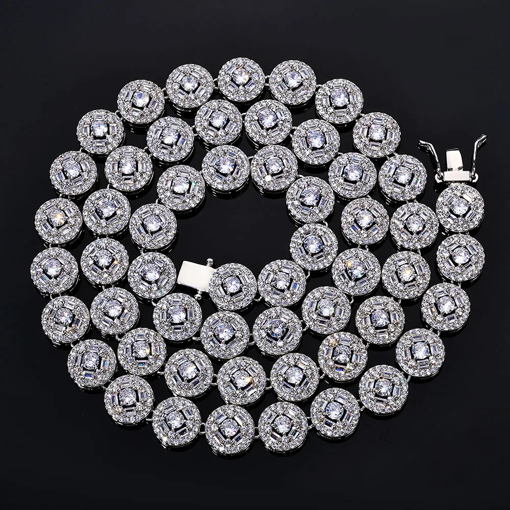 

ESKEEM Bling T Square Mixed Inlay Tennis Necklace Men Women Hip Hop Jewelry White Gold Plated Rhodium 5A Cubic Zirconia Chain