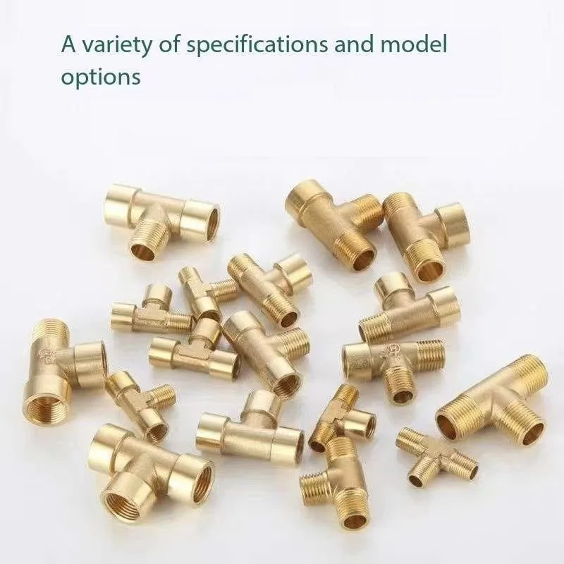 1Pc Pneumatic Brass Pipe Fitting Male-Female Thread Conversion Connect 1/8' 1/4' 3/8' BSP Tee Type Copper Water Oil Gas Adapter