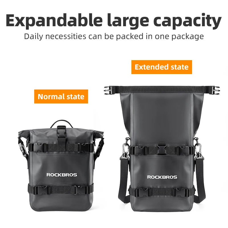 ROCKBROS Motorcycle Saddle Bag 5L Waterproof Motor Crash Bar Bag Large Capacity Saddlebags Back Side Bag For Long Distance