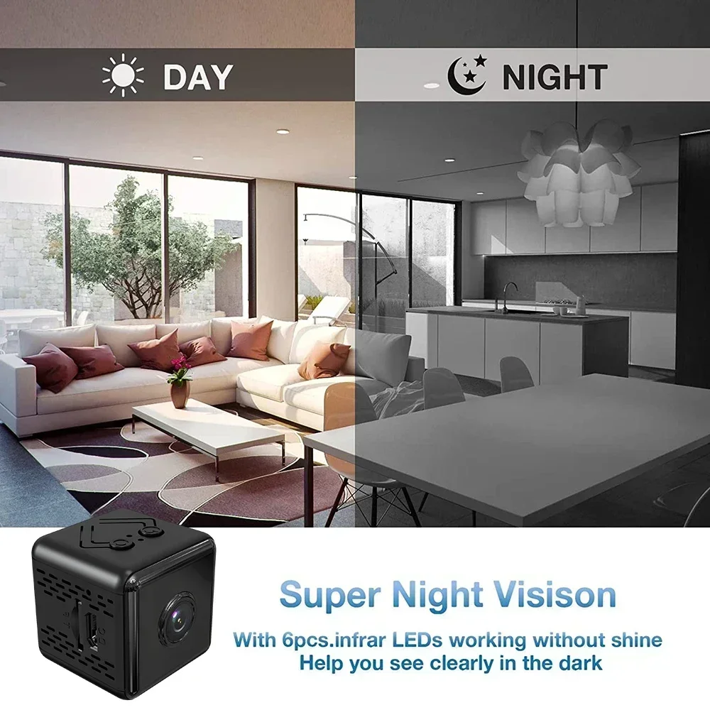 كاميرا واي فاي صغيرة عالية الدقة بالكامل ، كاميرا فيديو لأمن المنزل ، رؤية ليلية ، كاميرا صغيرة ، كشف الحركة ، فيديو ، جهاز مراقبة عن بعد