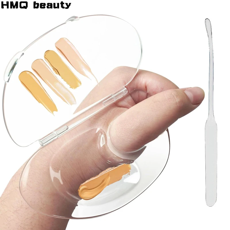 2pcs Makeup Mixing Palette Kit Acrylic Makup Mixing Tray with Spatula Foldable Liquid Foundation Color Mixing Tray Cosmetic Tool