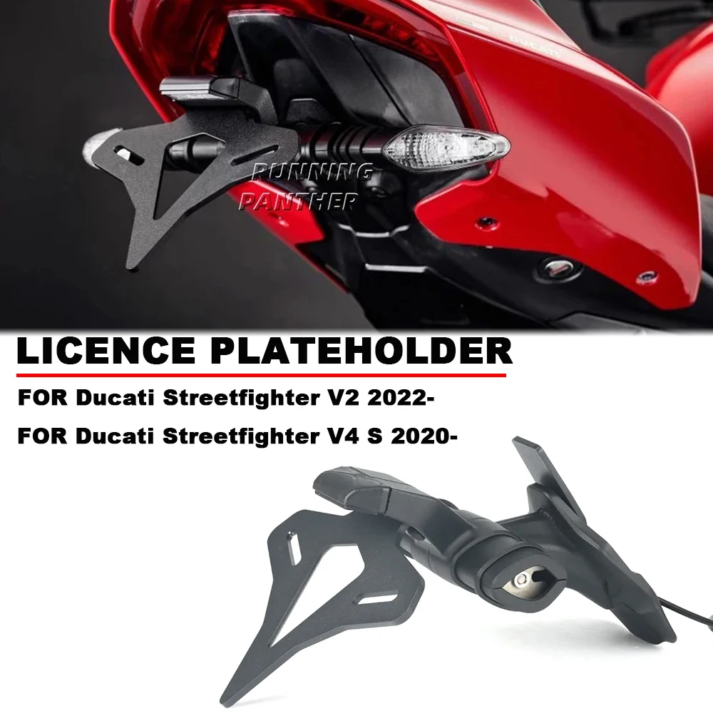 

Motorcycle Rear Short Tail Stock License Plate Holder Tailstock Frame Bracket For Ducati Streetfighter V2 2022- & V4 S V4S 2020-