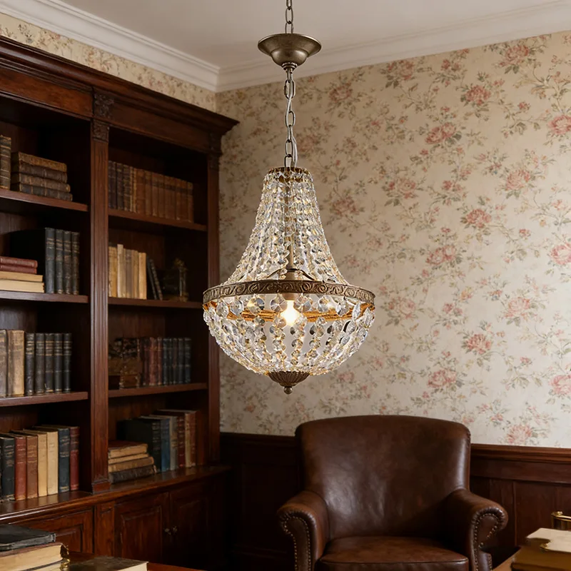 

Винтажный хрустальный подвесной светильник премиум-класса, промышленная античная бронзовая люстра, украшение для столовой, гостиной, люстры