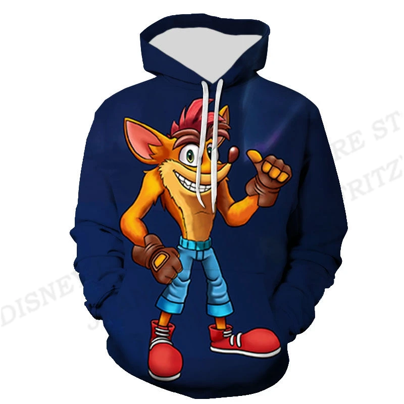 Crash Bandicoot 3d Print Hoodies Children\'s Fashion Funny Hoodie Kids Hip Hop Hoodie Boys Coats Women Sweats Anime Game Sweats