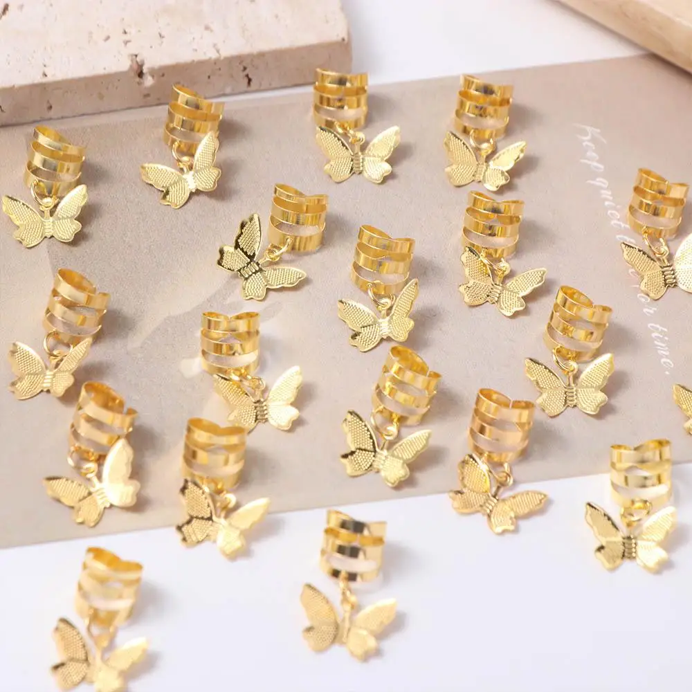 

20 шт. металлические бусины-заколки для волос в форме бабочки, для плетения дредов, декор для причесок DIY