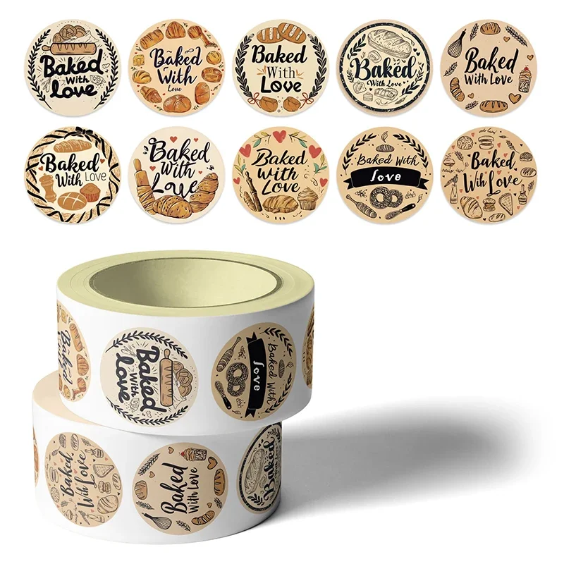 500PCS Elegant Vintage Bakery Seals Exquisite Bread Cake Dessert Themed Stickers Gift Wrapping Greeting Card Decoration Decals
