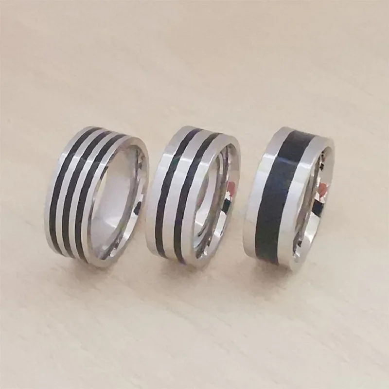 

10/20/30pcs/Lot Inner Arc Stainless Steel Rings Dripping Oil Men Finge Ring One Two Three Line for Women Jewelry Gift Wholesale