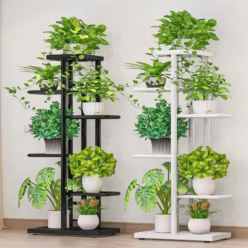 Outdoor Plant Shelf Iron Flower Pot Stand Multi-Tier Planter Rack Garden Display Organizer for Patio