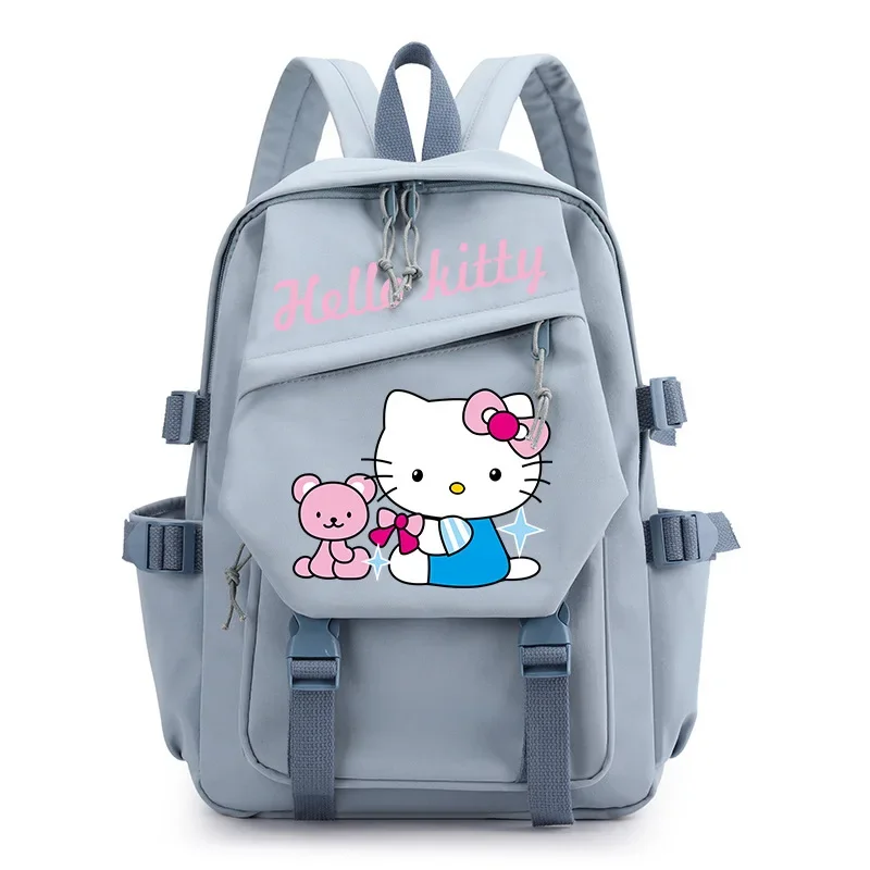 Sanrio-mochila ligera con estampado de parche de transferencia de calor, bonita mochila escolar de dibujos animados para estudiantes, mochila de lona para ordenador, novedad de Hellokitty