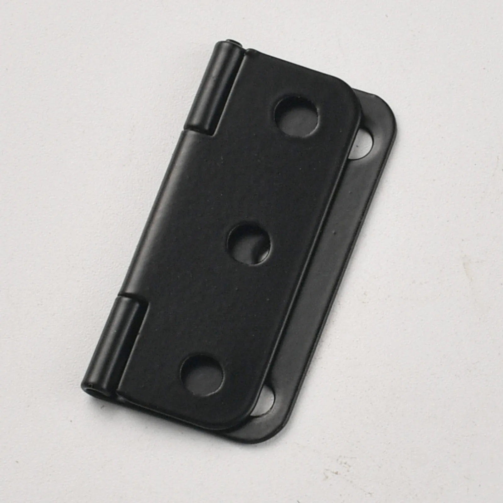 Asymmetrical hinge spray painted black 6 holes 38*34mm rounded corner plain hinge distribution box black hinge
