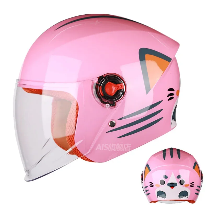 Lightweight Half Helmets Cute Universal Safety Helmets cartoon cat Boys and Girls Children\'s Helmets Safety Baby Electric Car