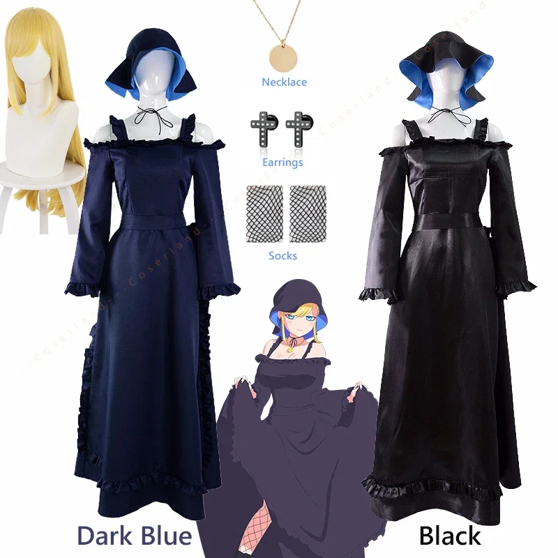 Anime Alice Lendrott Cosplay Dress Shinigami Bocchan to Kuro Maid Earrings NecklaceThe Duke of Death and His Maid Costume Hat