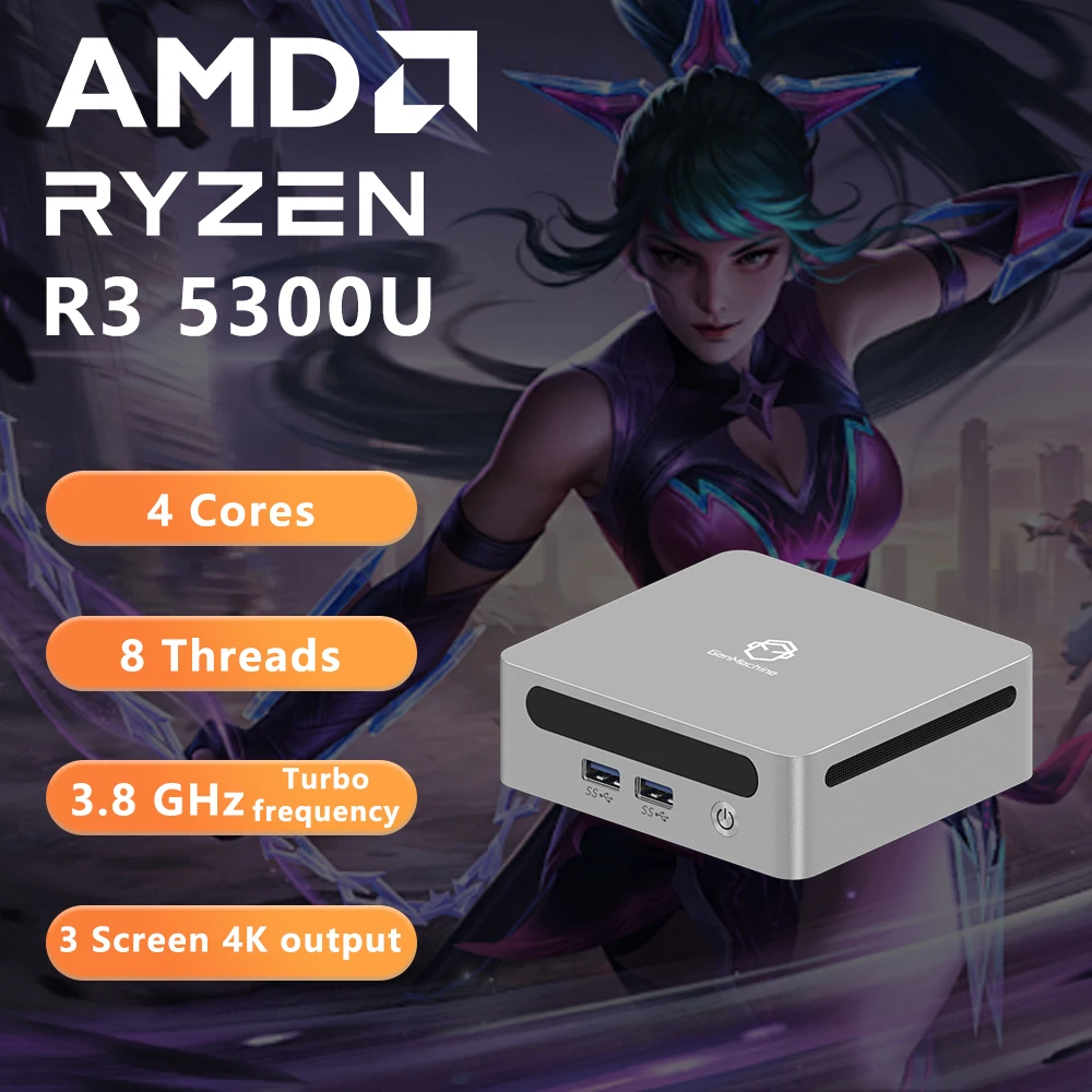 DDR4 3200Mhz Wifi6 HDMI Mini PC Computer da gioco fai da te GenMachine Mini PC AMD Ren5000 5300U 5475U 5600H 5625U Windows 11 Ryzen