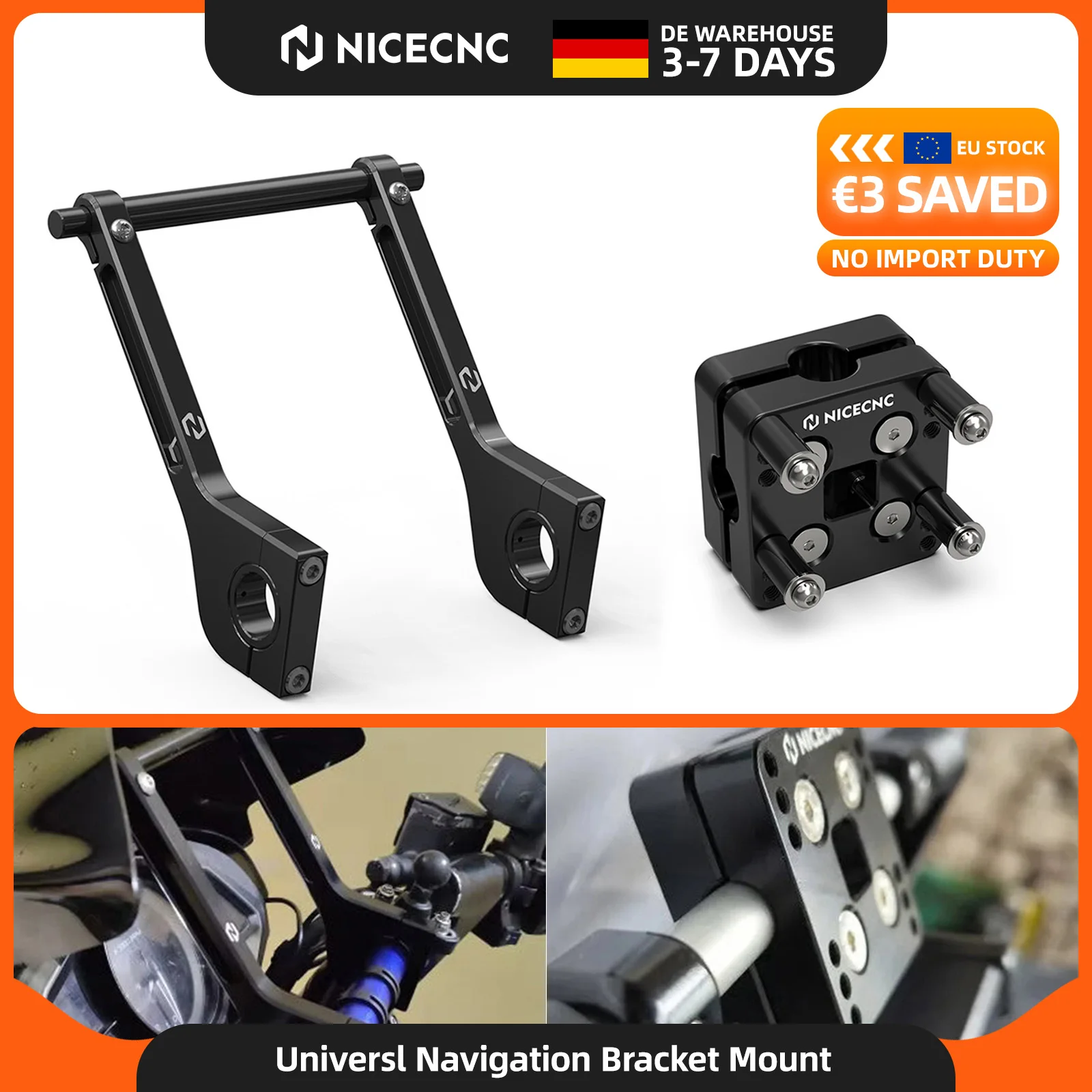 Universelle Motorrad-Navigationshalterung 12MM GPS-Halterung Lenkerklemme 28mm 22mm QuadLock Garmin Zumo Rally Navigationsgeräte für Yamaha Tenere 700 XTZ 700 BMW R1250GS R1200GS/Adventure Aprilia