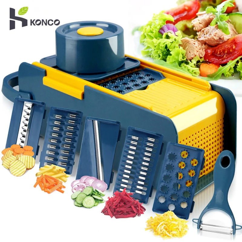 6 In 1Vegetable Slicer Multifunctional Vegetable Cutter Shredders Slicer with Basket Zester Cutter Kitchen Accessories Tool