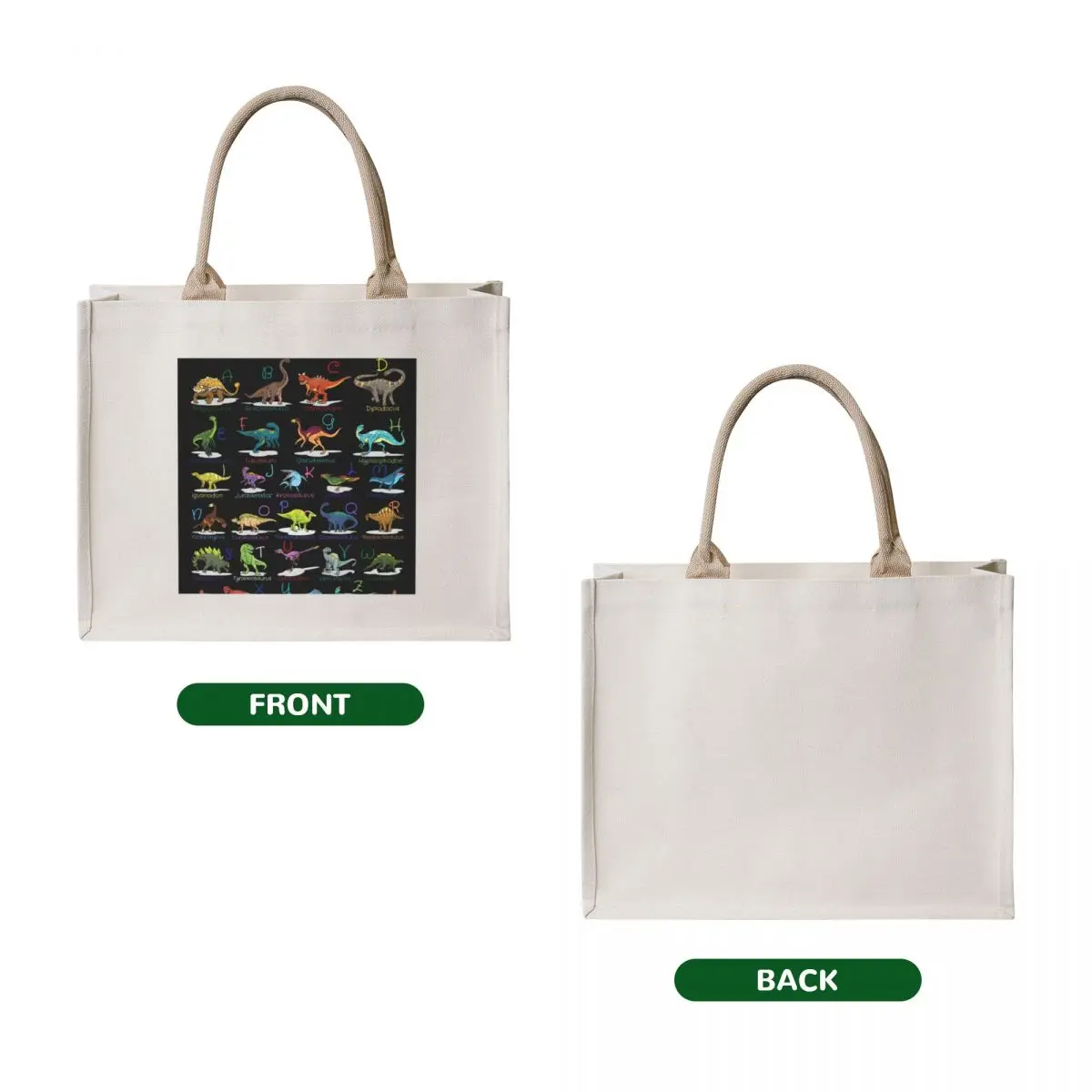 Dinosaur Alphabet A - Z Tote Bag canvas tote bags tote bag screen Customizable bag