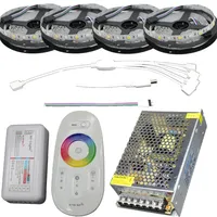 RGB RGBW RGBWW led strip 20m 15m 10m 5m Ribbon 12V Waterproof IP67 IP65 IP20 5050+2.4G RF Remote Controller + Power adapter Kit