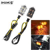 2Pcs Mini Motorcycle LED Turn Signal Lights Amber Flashing Light Blinker Turn Signal Lamp 12V Moto Indicator Lamp Accessories