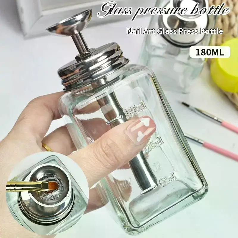 مضخة ضغط سائلة فارغة لتخزين الأظافر، موزع زجاجات زجاجية قابلة لإعادة الملء، مزيل طلاء الأظافر، أدوات مكياج مانيكير #4