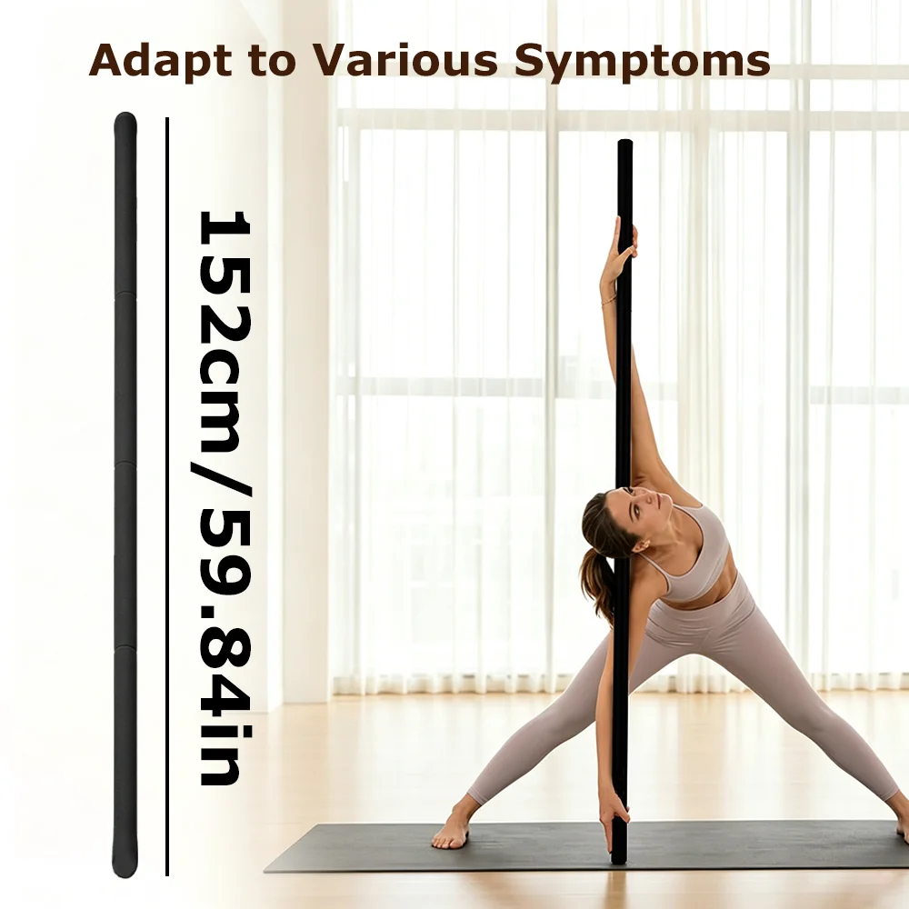 Yoga Stick Adjustable Metal Stretch Bar Portable Exercise Aid With Handle For Home Gym Fitness Training And Body Flexibility